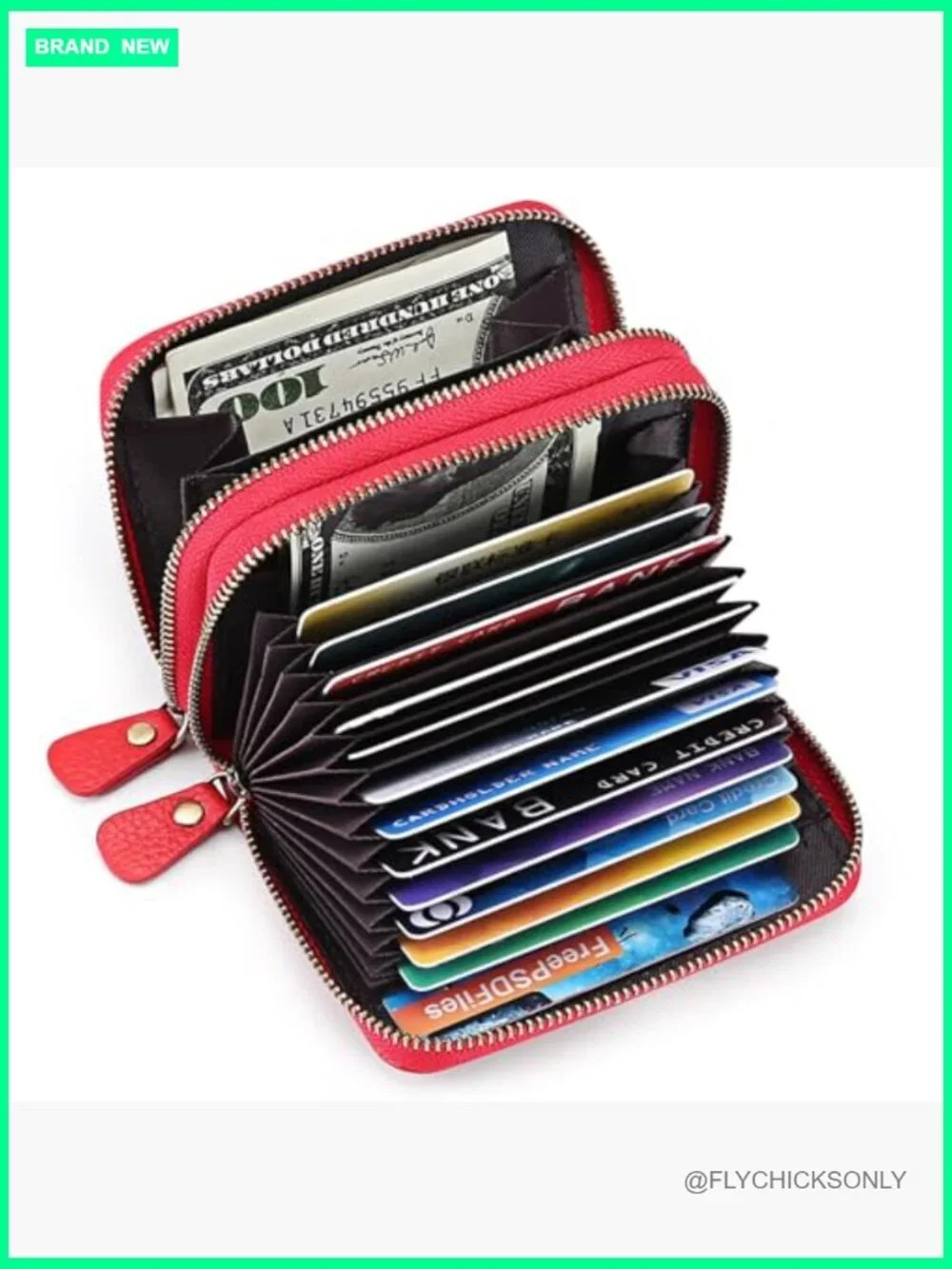 Genuine Leather RFID Blocking Credit Card Holder Accordion Wallet